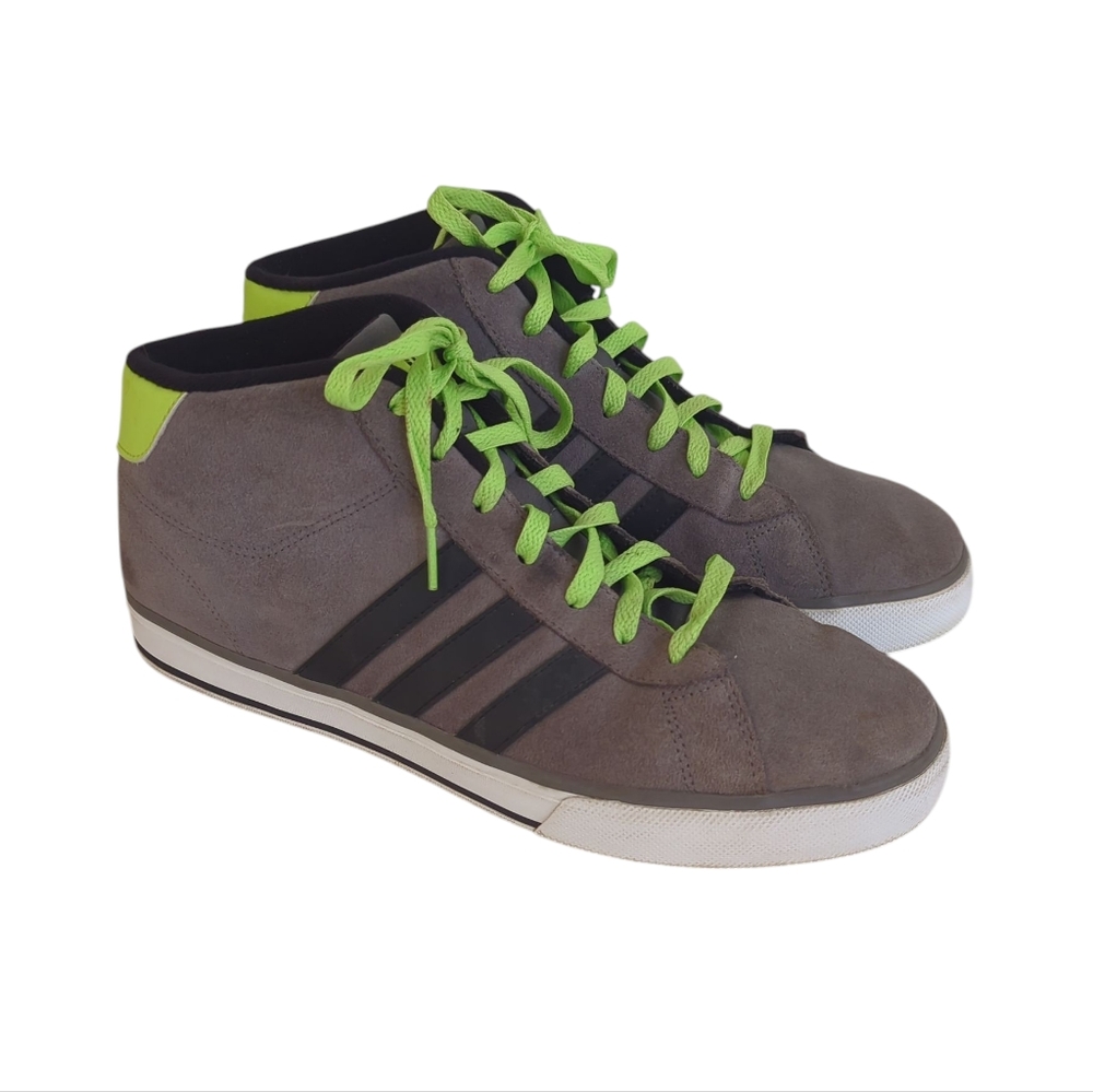 Adidas Neo Ortholite High Top Suede Sneakers Shoes 10.5 Gray Green Lace Up